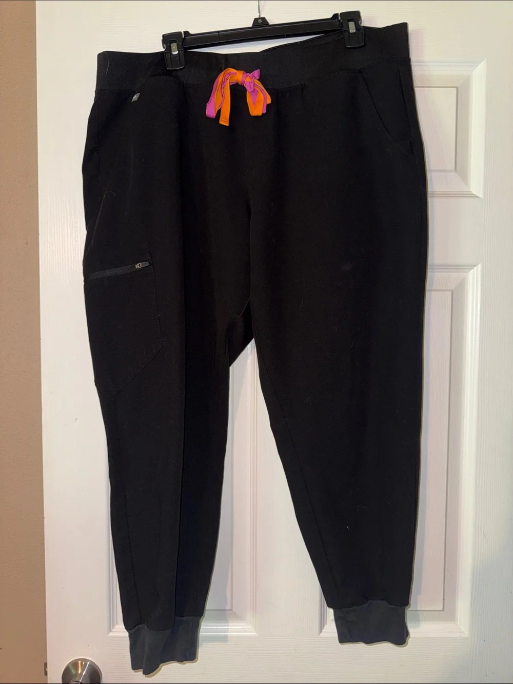 Figs Black Men's Joggers with Pink and Orange Drawstring